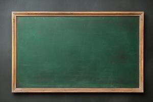 big empty green blackboard on a wall in the agriculture storage. photo