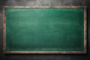 big empty green blackboard on a wall in the agriculture storage. photo