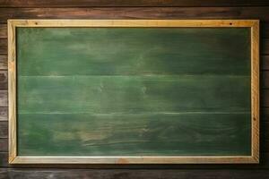 big empty green blackboard on a wall in the agriculture storage. AI Generated photo