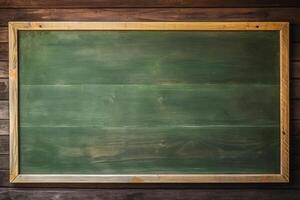 big empty green blackboard on a wall in the agriculture storage. photo