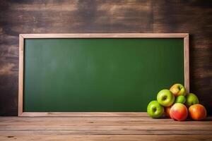 big empty green blackboard on a wall in the agriculture storage. photo