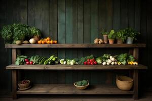 big empty green blackboard on a wall in the agriculture storage. AI Generated photo