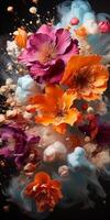 explosion of colors, epic flowers.. AI Generated photo