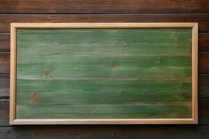 big empty green blackboard on a wall in the agriculture storage. photo