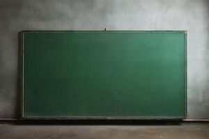 big empty green blackboard on a wall in the agriculture storage. photo