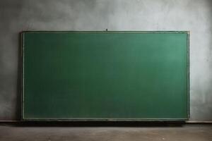 big empty green blackboard on a wall in the agriculture storage. AI Generated photo