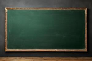 big empty green blackboard on a wall in the agriculture storage. photo