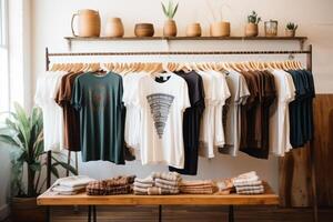 modern boho tshirt shop. AI Generated photo