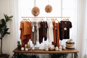 modern boho tshirt shop. AI Generated photo