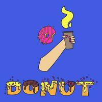 Doodle funny lettering for donut lovers. Bright donut letters. Lettering for National donut day vector