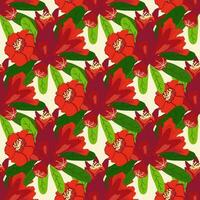 Pomegranate flowers Seamless pattern. Bright leaves and flowers. Shana Tova seamless pattern. Jewish New Year vector