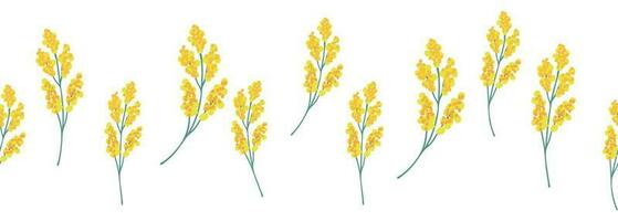 Mimosa yellow horizontal border seamless pattern vector