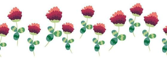 Clover blooming red seamless horizontal border vector