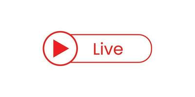 Live icon. Live stream, video, news symbol on white background. Social media template. Broadcasting, online stream. Play button. Social network sign. Vector illustration.