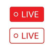 Live icon. Live stream, video, news symbol on white background. Social media template. Broadcasting, online stream. Play button. Social network sign. Vector illustration.