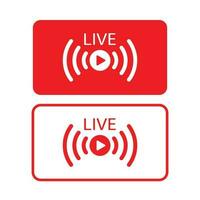 Live icon. Live stream, video, news symbol on white background. Social media template. Broadcasting, online stream. Play button. Social network sign. Vector illustration.