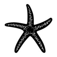 Isolated vector black and white starfish.