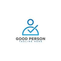 eps10 vector good person logo with checkmark isolated on white background