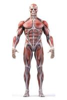 Anatomical human body with muscular and circulatory systems. photo