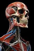 Anatomical human body with muscular and circulatory systems. Generative AI photo