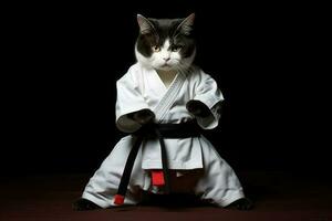 gato vistiendo kimono para marcial letras. generativo ai foto