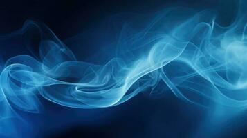 Smoke swirling effect. Ink drop in water on dark blue background. Generative AI photo