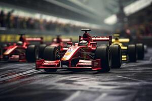 Formula one racing car at race track. Generative AI photo