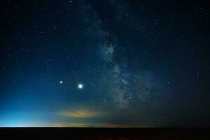 Milky way galaxy. Night sky landscape with stars photo