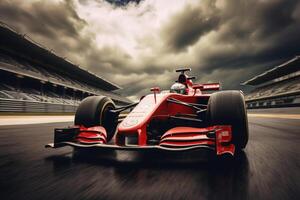 Formula one racing car at race track. Generative AI photo