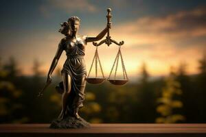 Lady Justice statue Law and legal concept. Generative AI photo