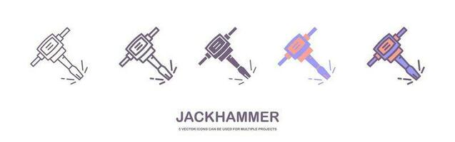 Construction jackhammer line and glyph icon, tool and repair, pneumatic hammer sign, vector graphics, a linear pattern on a white background.