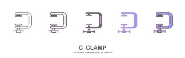 Clamp outline vector icon. c clamp icon, flat vector simple element illustration from editable industry concept isolated stroke on white background