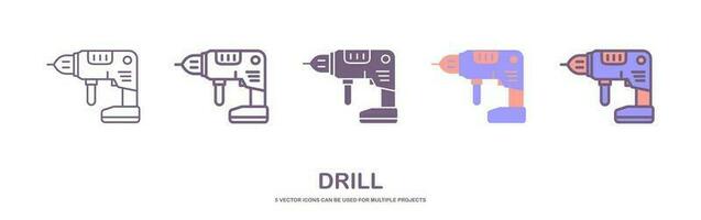 Screwdriver, power drill line icon, outline vector sign, linear pictogram isolated on white background. Symbol, logo illustration