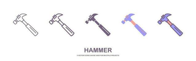 Hammer Icon in trendy flat style, isolated on white background, for your web site design, app, logo, UI. Vector illustration