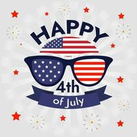 Happy 4th of July Banner- Independence Day Illustration with American Flags vector