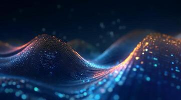 Abstract Blue Digital Technology Wave Background. photo