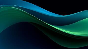 resumen oscuro verde y azul líquido ola antecedentes. ai generado foto