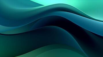 resumen oscuro verde y azul líquido ola antecedentes. ai generado foto