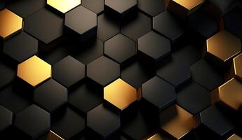 Abstract black and gold hexagonal luxury background. photo