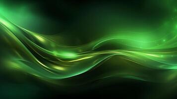 Abstract green luxury wave background with light effect. AI Generated photo