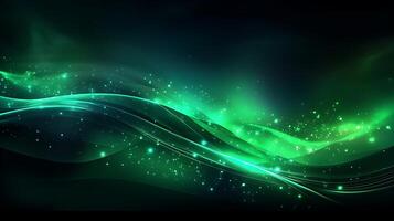 Abstract green luxury wave background with light effect. photo