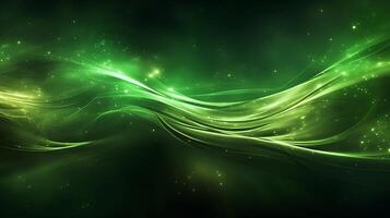 Abstract green luxury wave background with light effect. photo