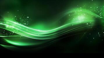 Abstract green luxury wave background with light effect. photo