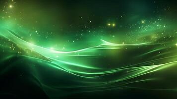 Abstract green luxury wave background with light effect. photo