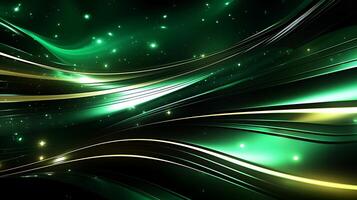 Abstract green luxury wave background with light effect. AI Generated photo