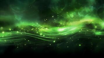 Abstract green luxury wave background with light effect. photo
