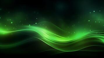 Abstract green luxury wave background with light effect. AI Generated photo