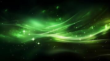 Abstract green luxury wave background with light effect. AI Generated photo