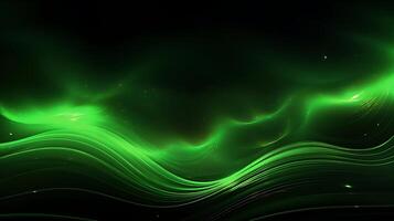 Abstract green luxury wave background with light effect. photo