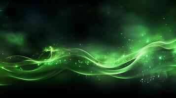Abstract green luxury wave background with light effect. photo